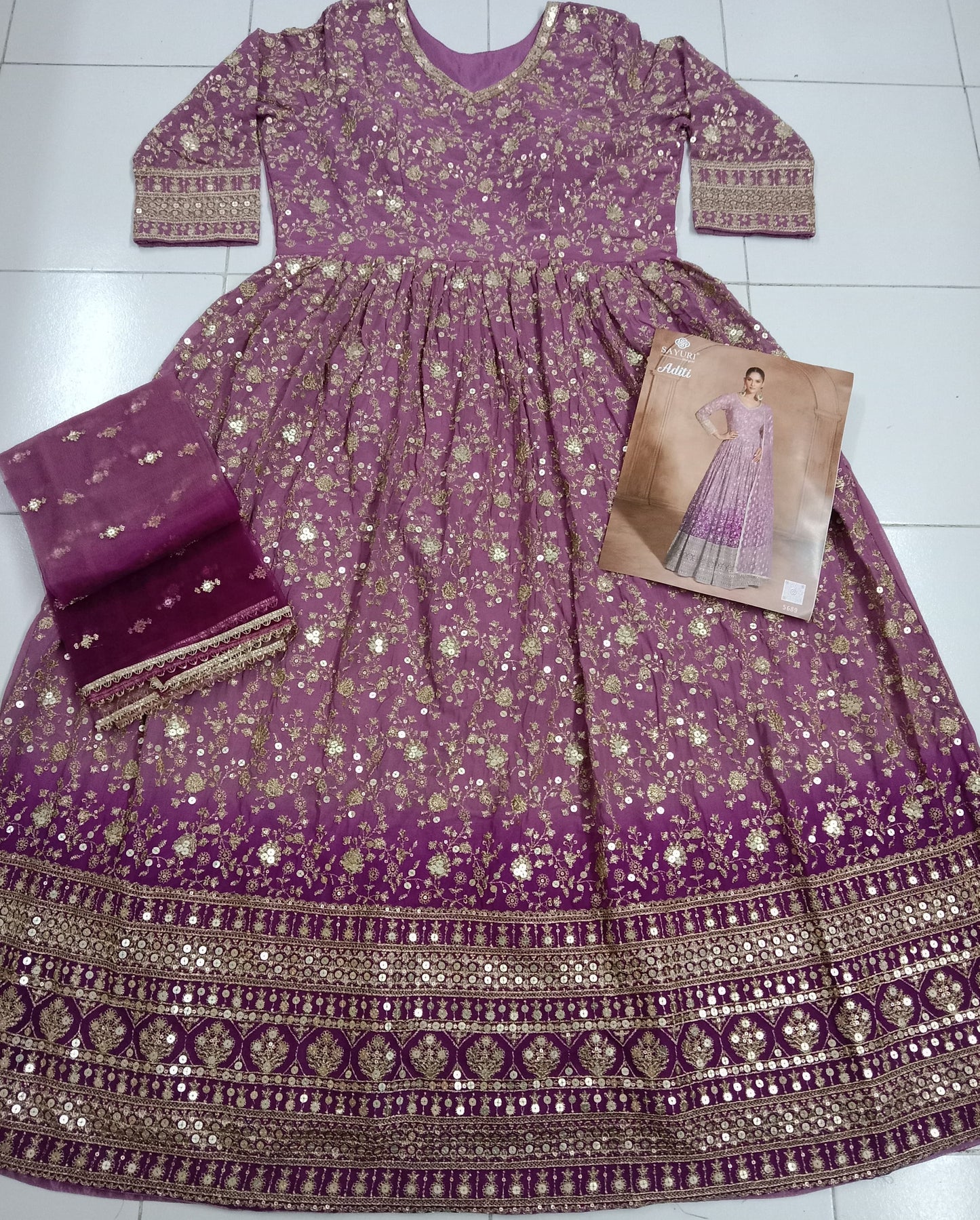 Designer Partywear Dress in Georgette Fabric