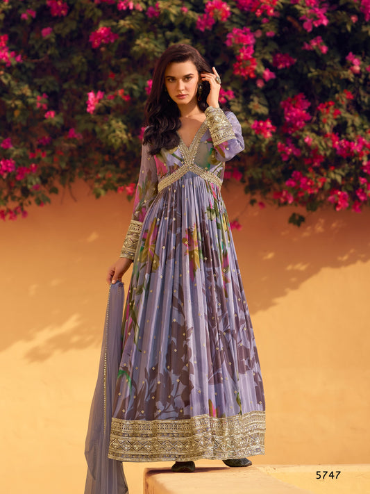 Beautiful Heavy Partywear Dress in Chinon Fabric