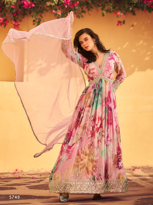 Beautiful Heavy Partywear Dress in Chinon Fabric
