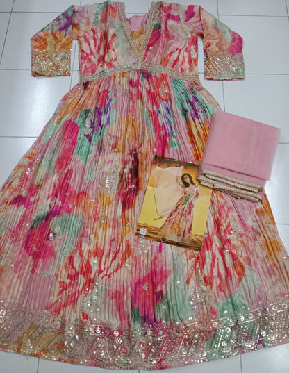 Beautiful Heavy Partywear Dress in Chinon Fabric