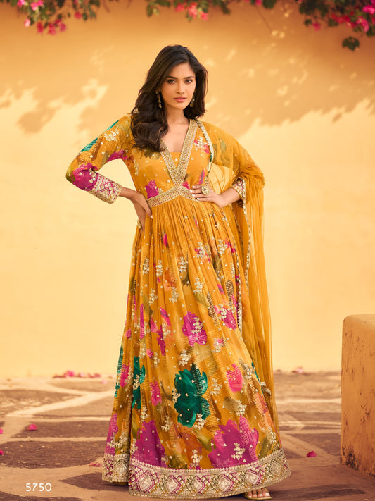 Beautiful Heavy Partywear Dress in Chinon Fabric