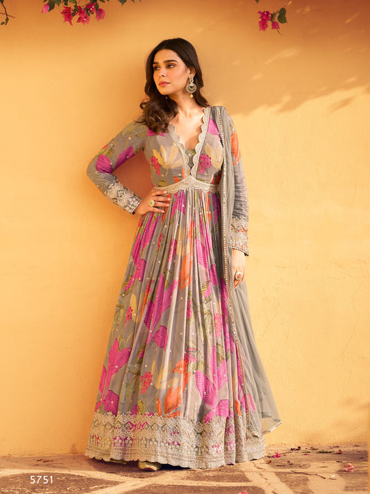 Beautiful Heavy Partywear Dress in Chinon Fabric