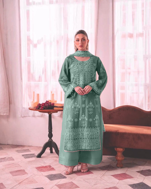 3 Piece Fancy Kurti With Plazzo And Beautiful Dupatta