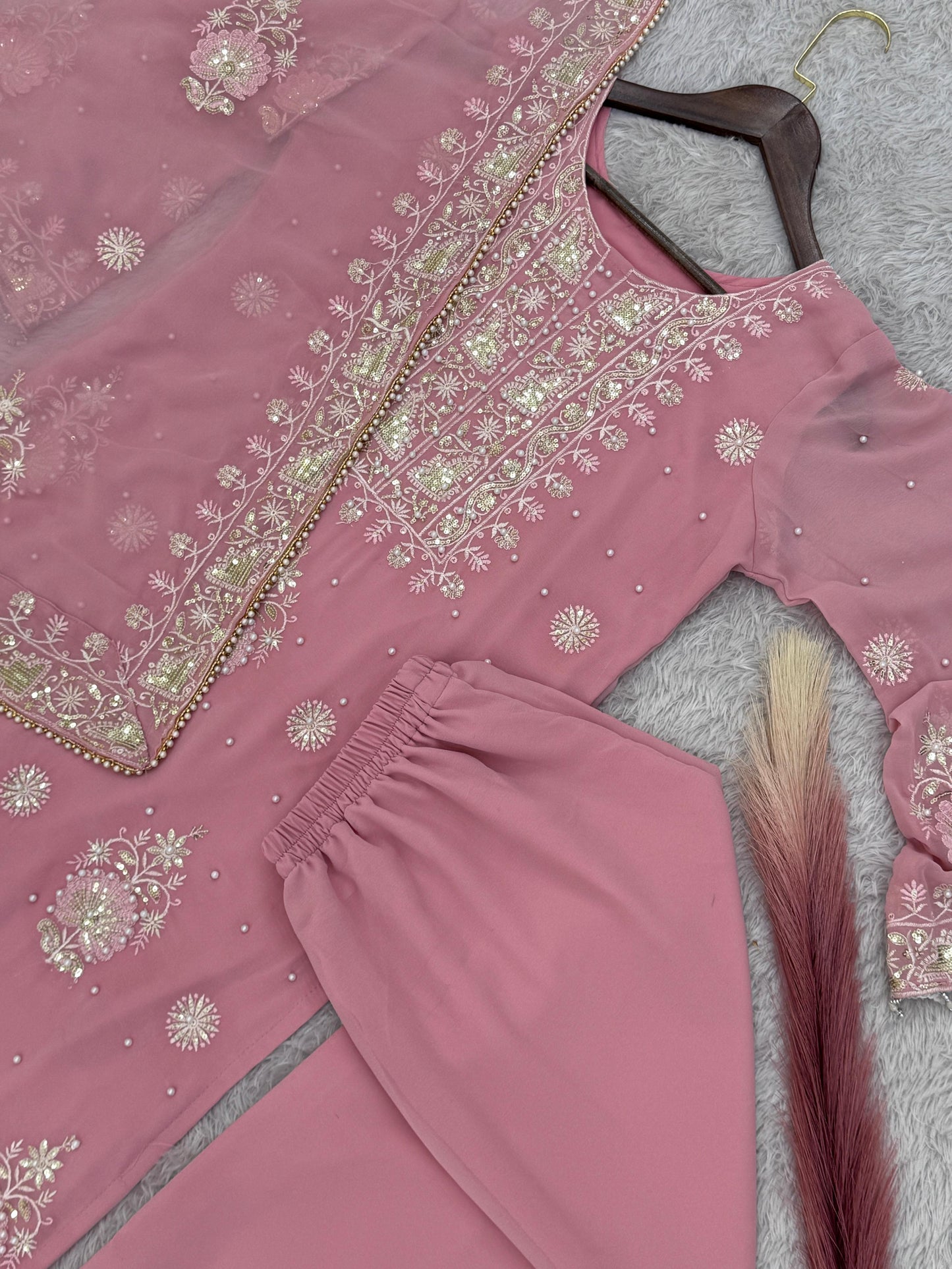 3 Piece Fancy Kurti With Plazzo And Beautiful Dupatta