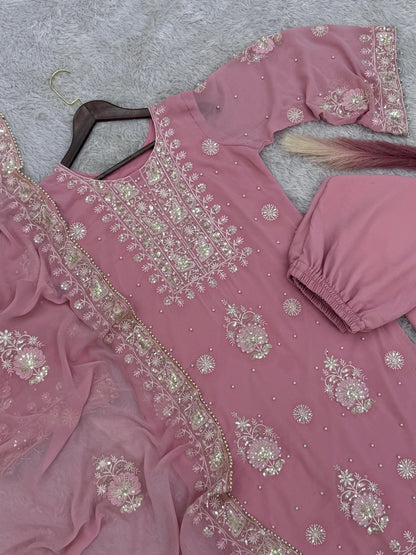 3 Piece Fancy Kurti With Plazzo And Beautiful Dupatta