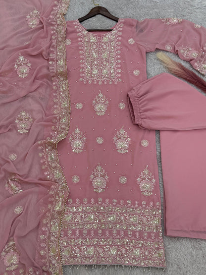 3 Piece Fancy Kurti With Plazzo And Beautiful Dupatta