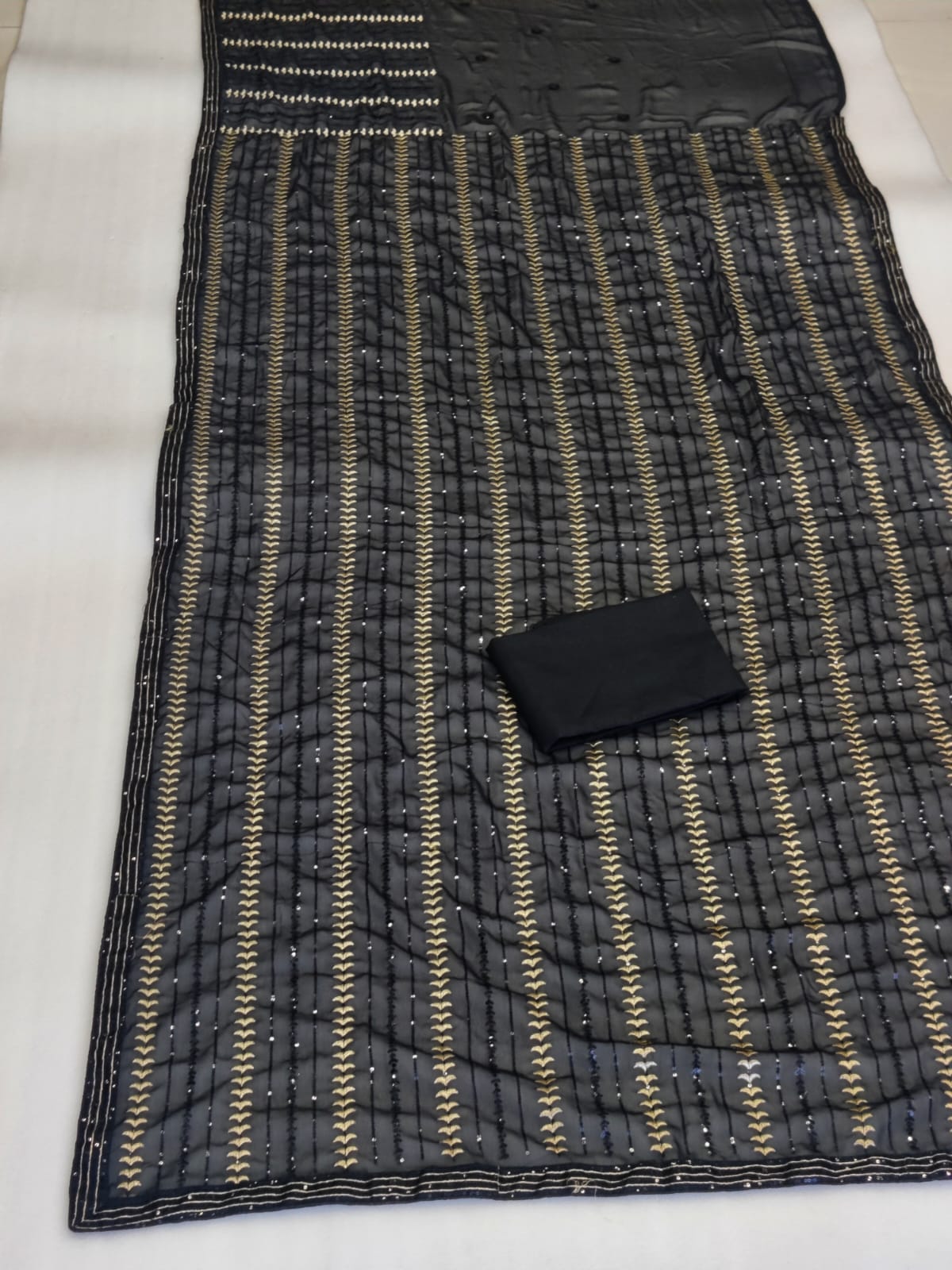 Black Color Sequence Saree in Georgette Fabric