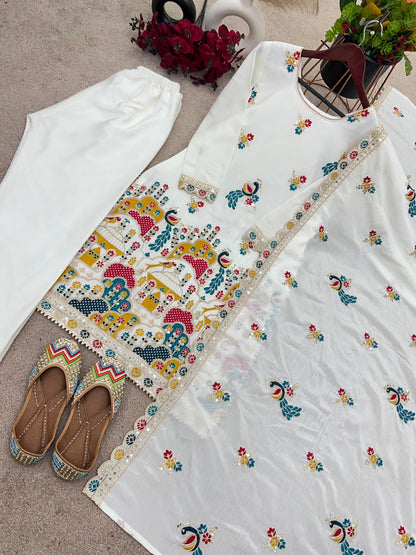 White Color Beautiful festival Wear Straight suit