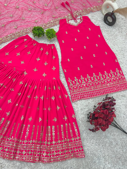 Pink Color Beautiful Plazo Sharara Suit In georgette Fabric