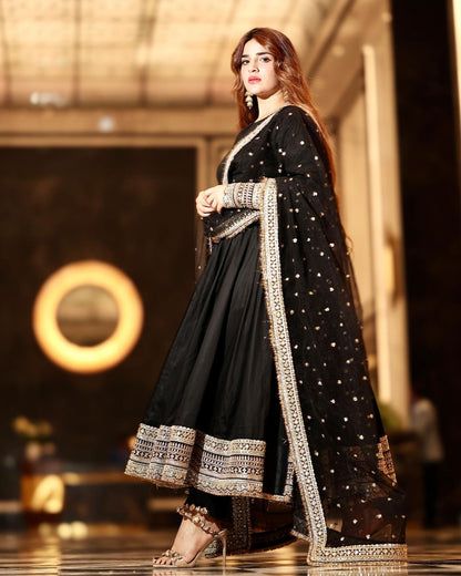 Black Color Beautiful Anarkali Dress in Rayon Fabric