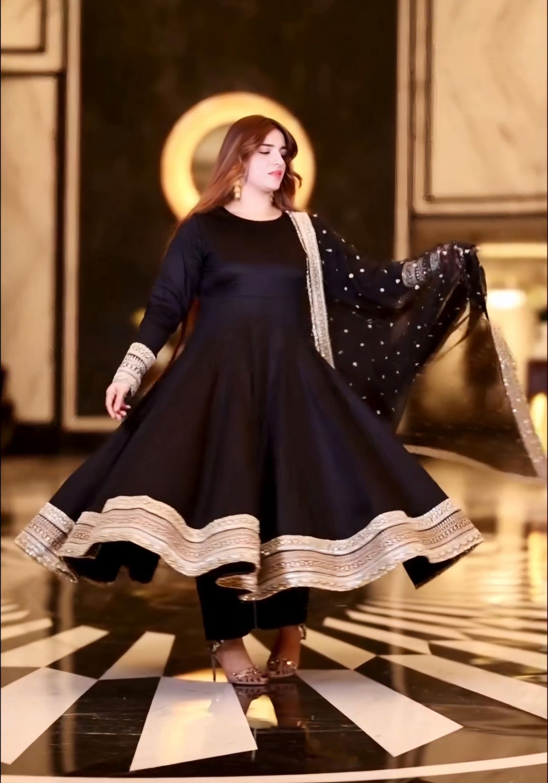Black Color Beautiful Anarkali Dress in Rayon Fabric