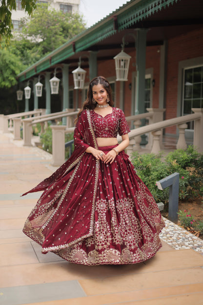 Rangoli Silk With Sequins And Thread Embroidered Work Lehenga Choli With Dupatta