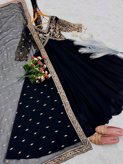 Black Color Beautiful ANakrali gown in Georgette FAbric