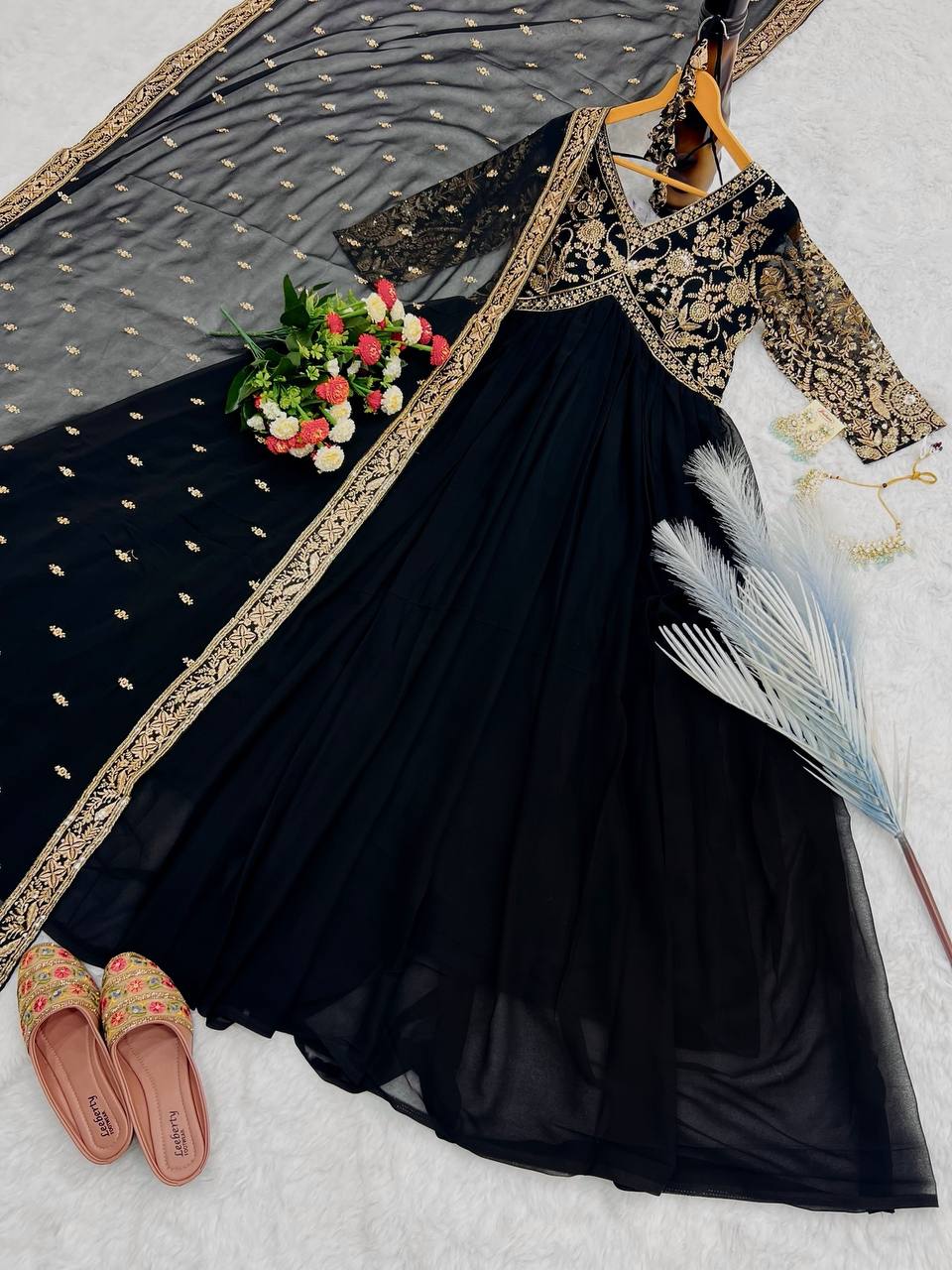 Black Color Beautiful ANakrali gown in Georgette FAbric