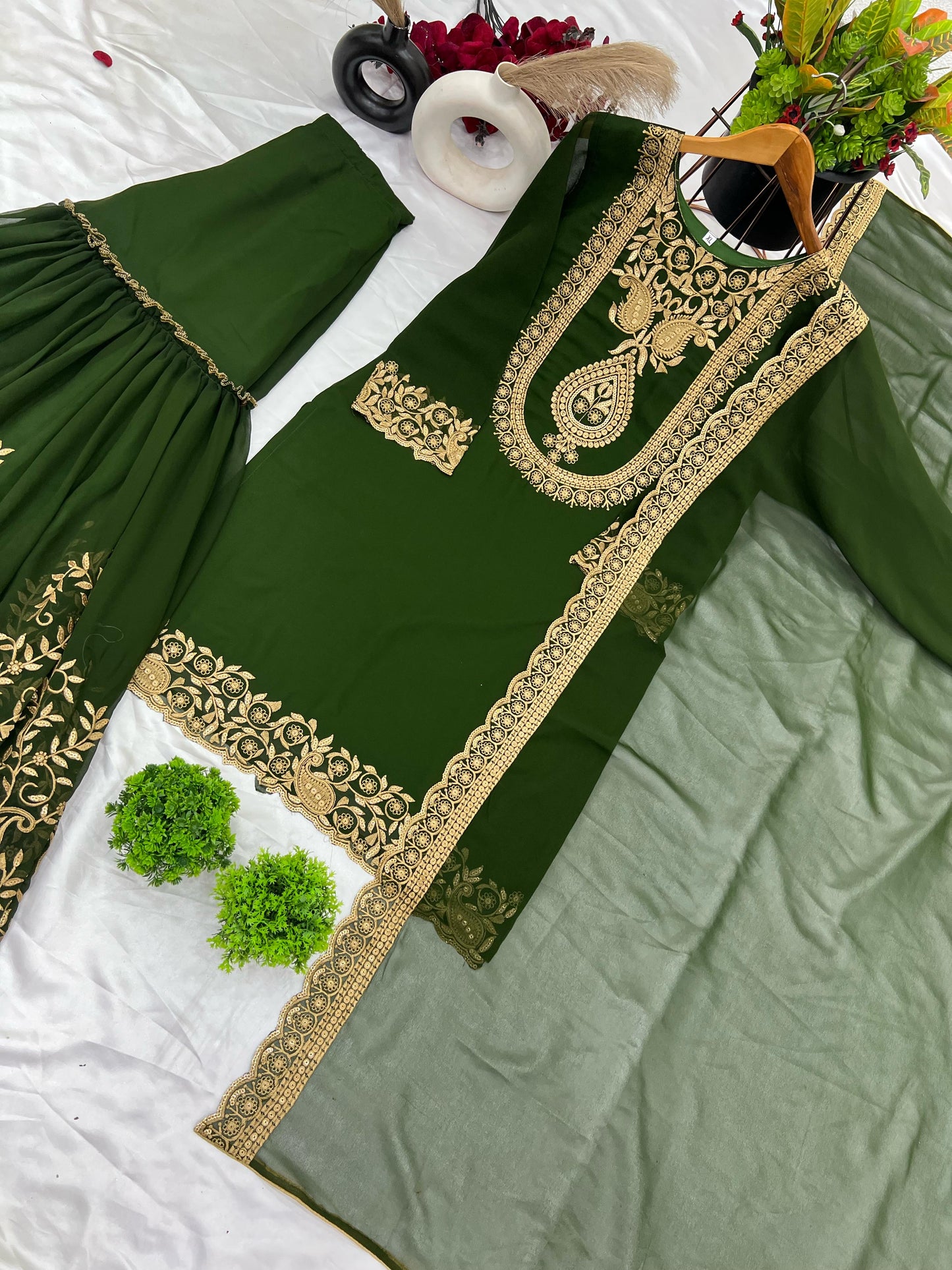 Green Color Beautiful suit for Party Function