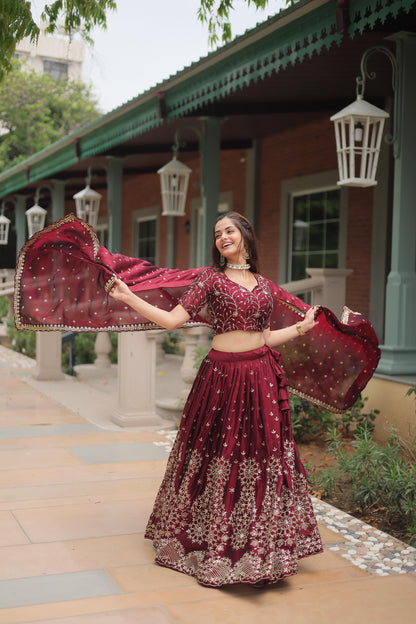 Rangoli Silk With Sequins And Thread Embroidered Work Lehenga Choli With Dupatta