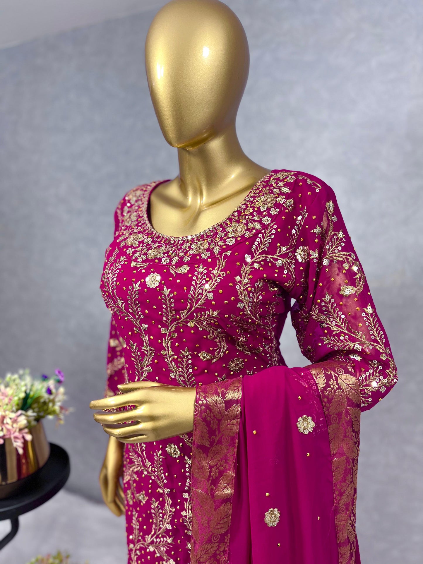 maroon Color Beautiful Partywear Suit In Georgette Fabric