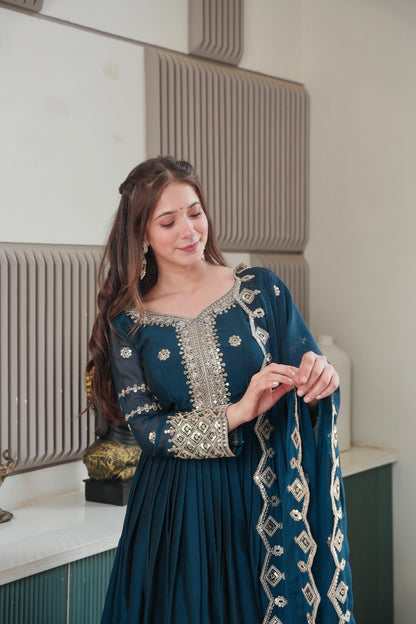 Beautiful anarkali gown in Crush silk Fabric