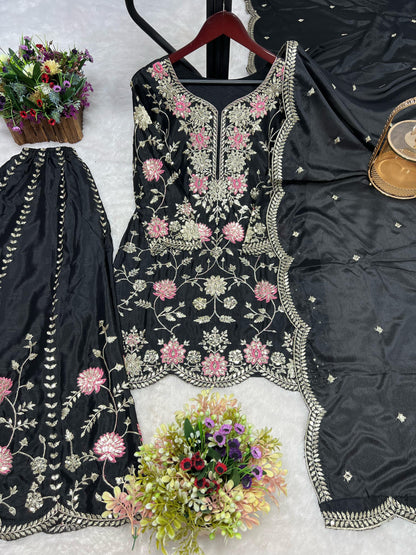 Black Color Beautiful Plazo Suit For your festival and wedding wear