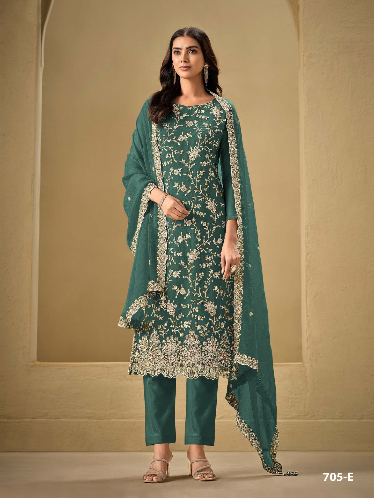 Rama Color Beautiful Partywear Semi Stitched Suit