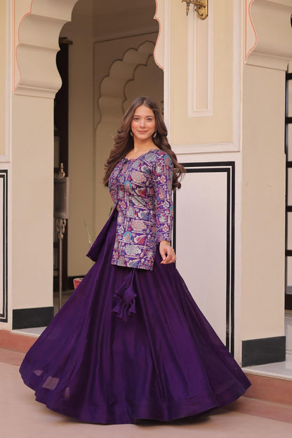 Readymade Lehenga Choli in Silk Fabric in purple color
