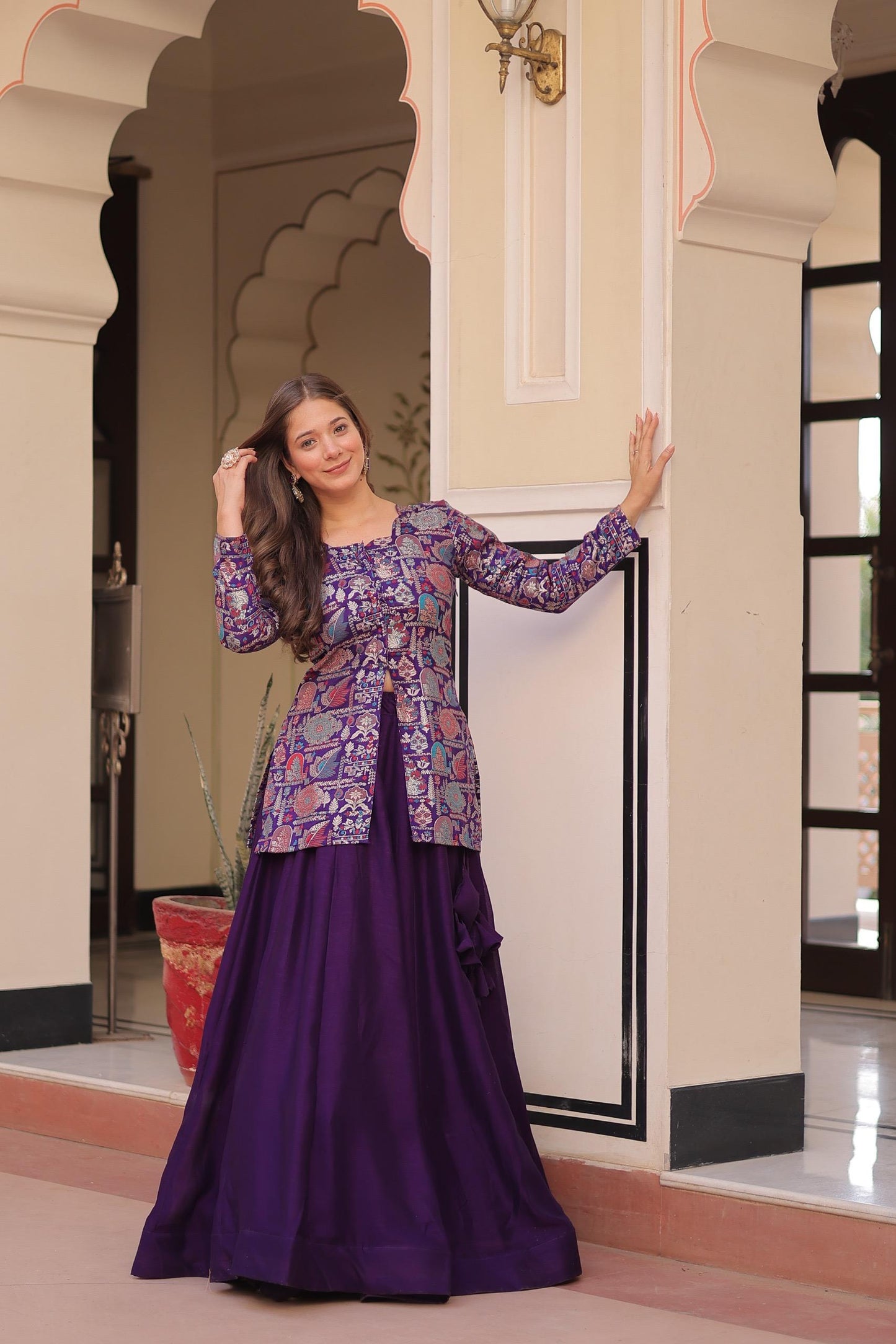 Readymade Lehenga Choli in Silk Fabric in purple color