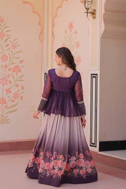 Purple Colour Beautiful Partywear Lehenga Choli