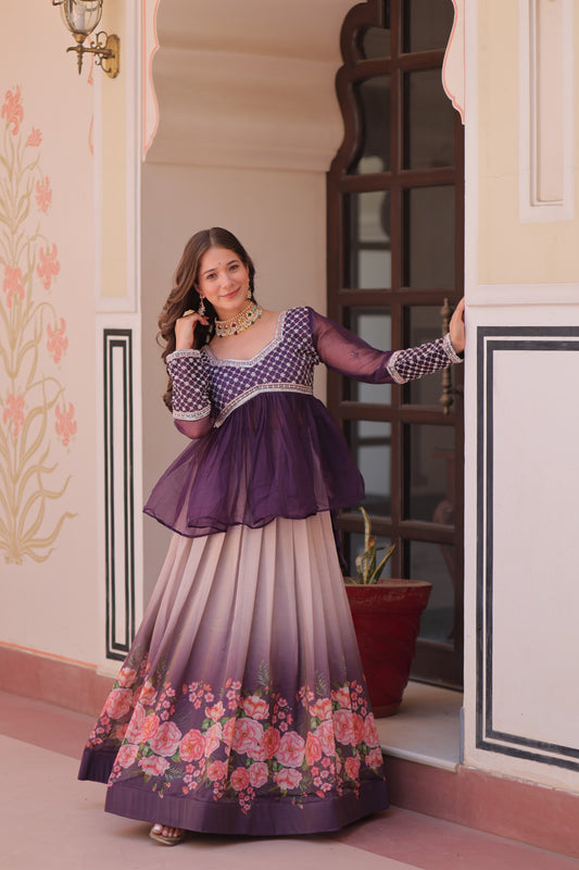 Purple Colour Beautiful Partywear Lehenga Choli