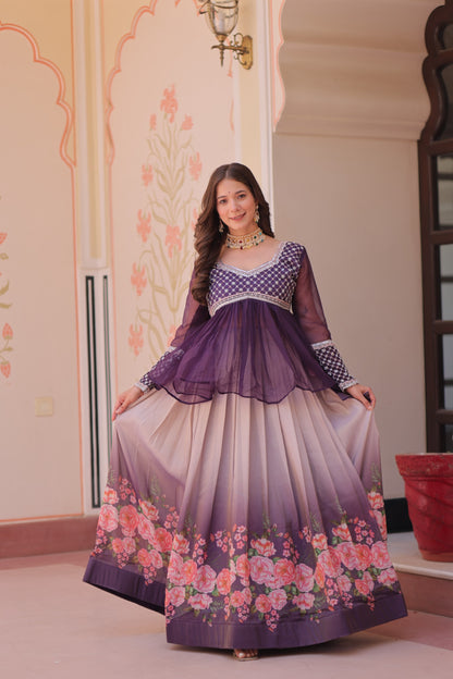 Purple Colour Beautiful Partywear Lehenga Choli