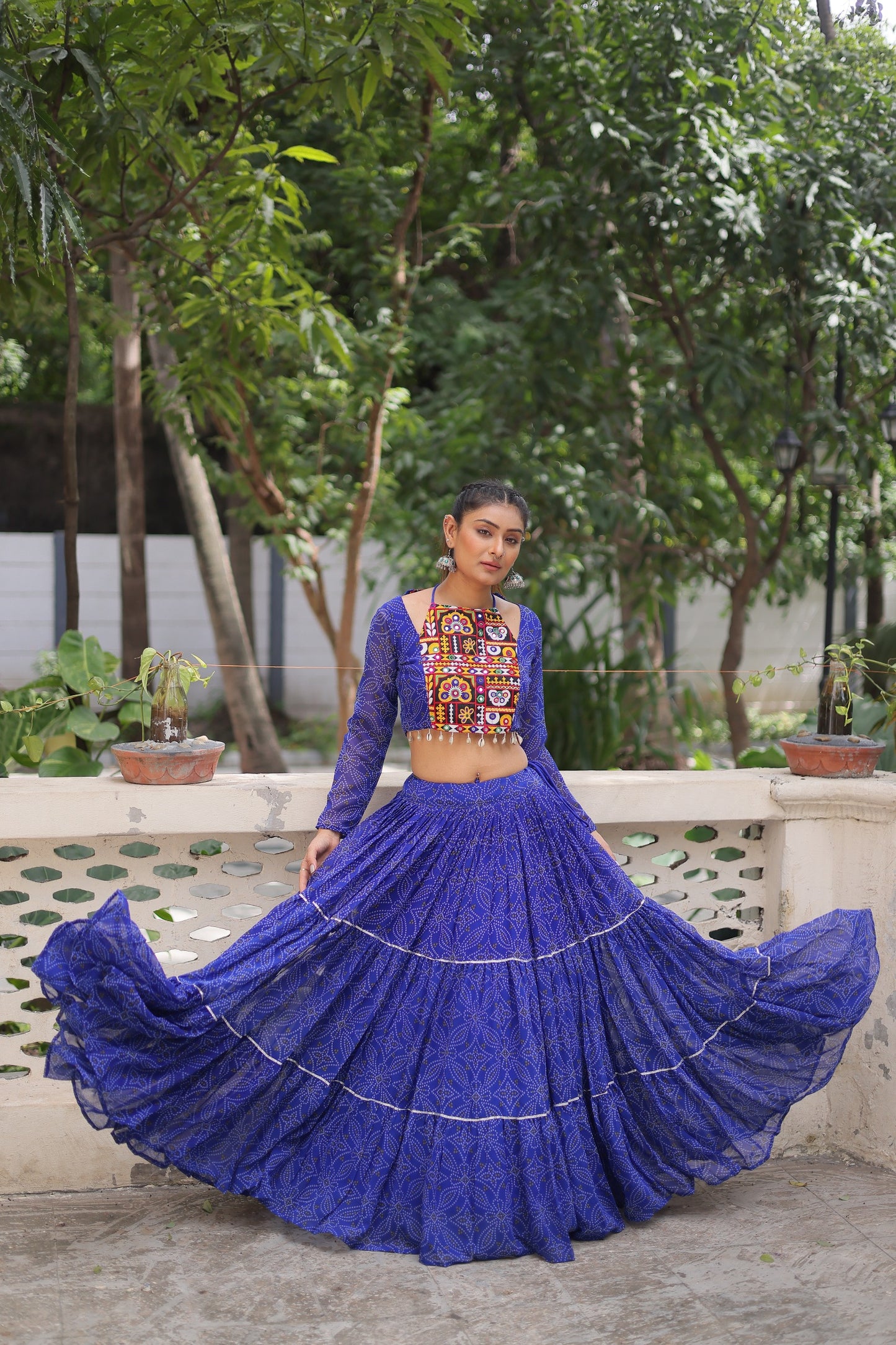 Blue Color Beautiful Navratri Lehenga Choli in georgette fabric