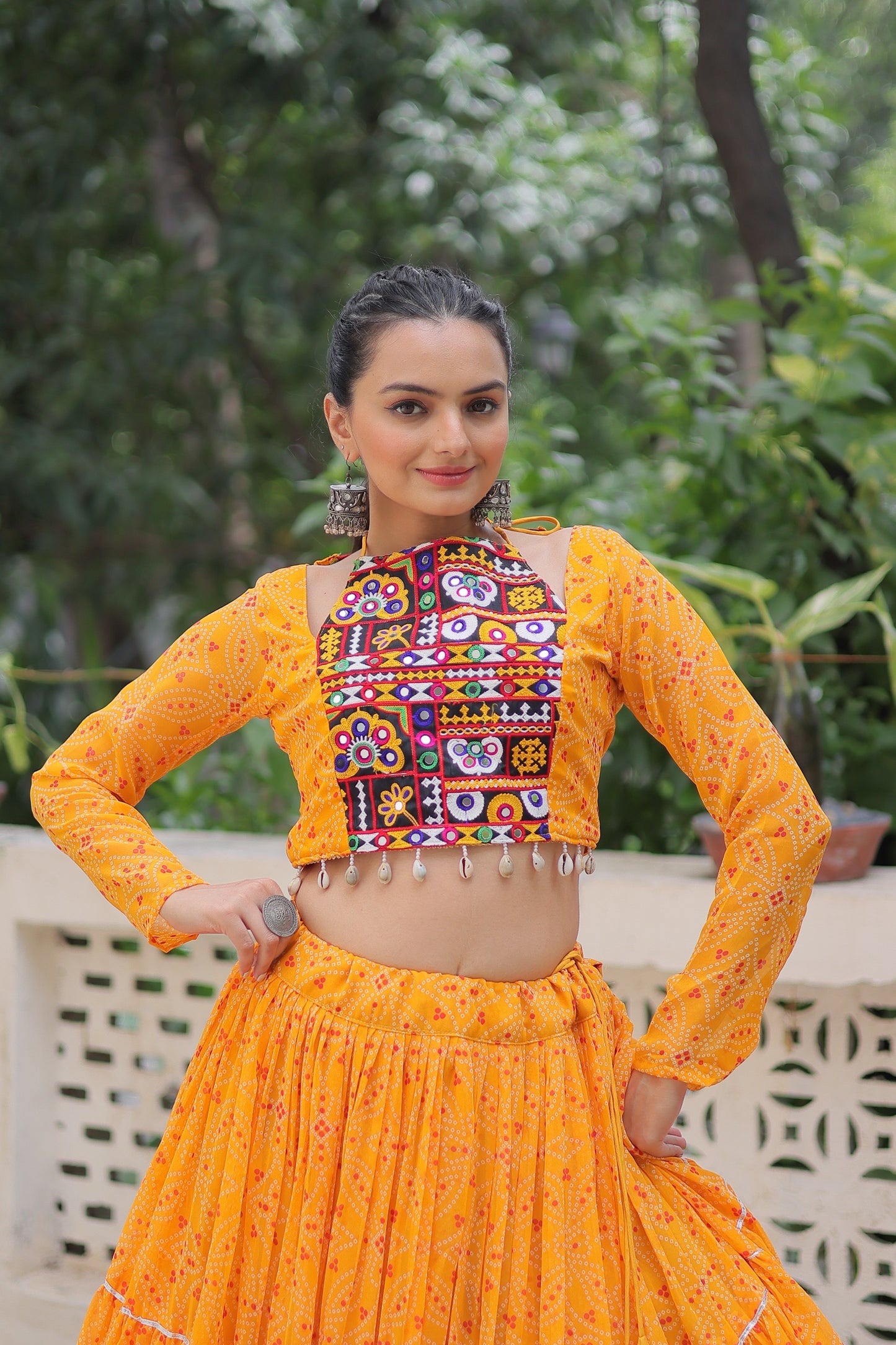 Yellow Color Beautiful Navratri Lehenga Choli in georgette fabric