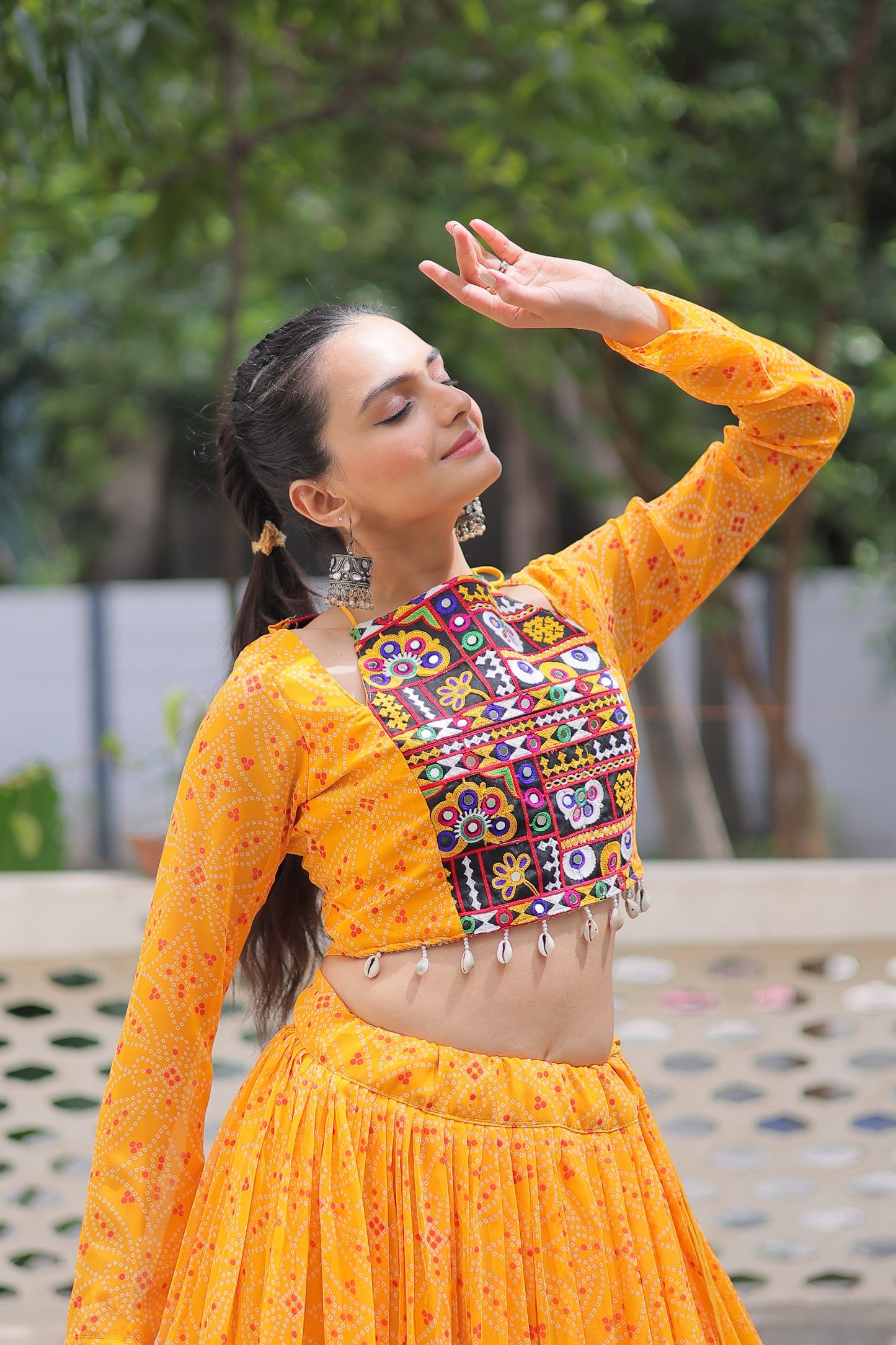 Yellow Color Beautiful Navratri Lehenga Choli in georgette fabric