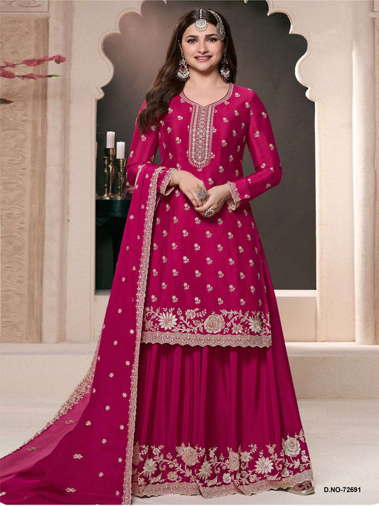 Heavy Partywear Dress in Chinon Fabric