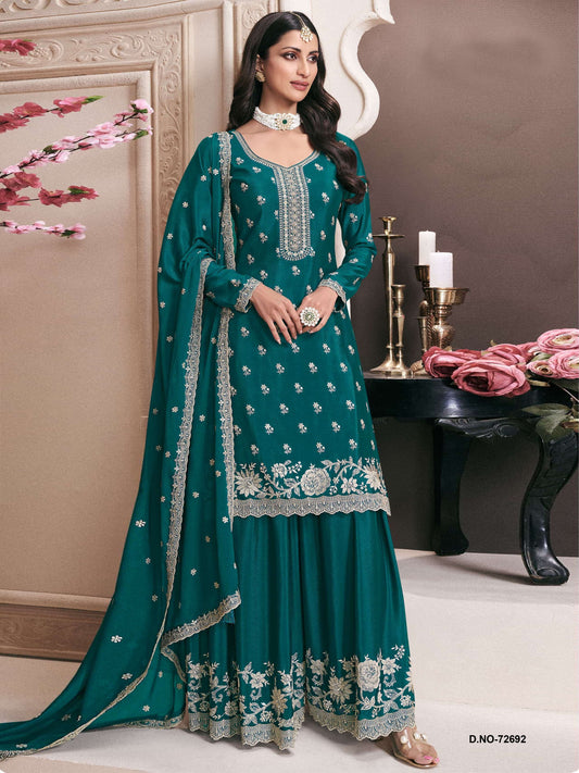 Heavy Partywear Dress in Chinon Fabric