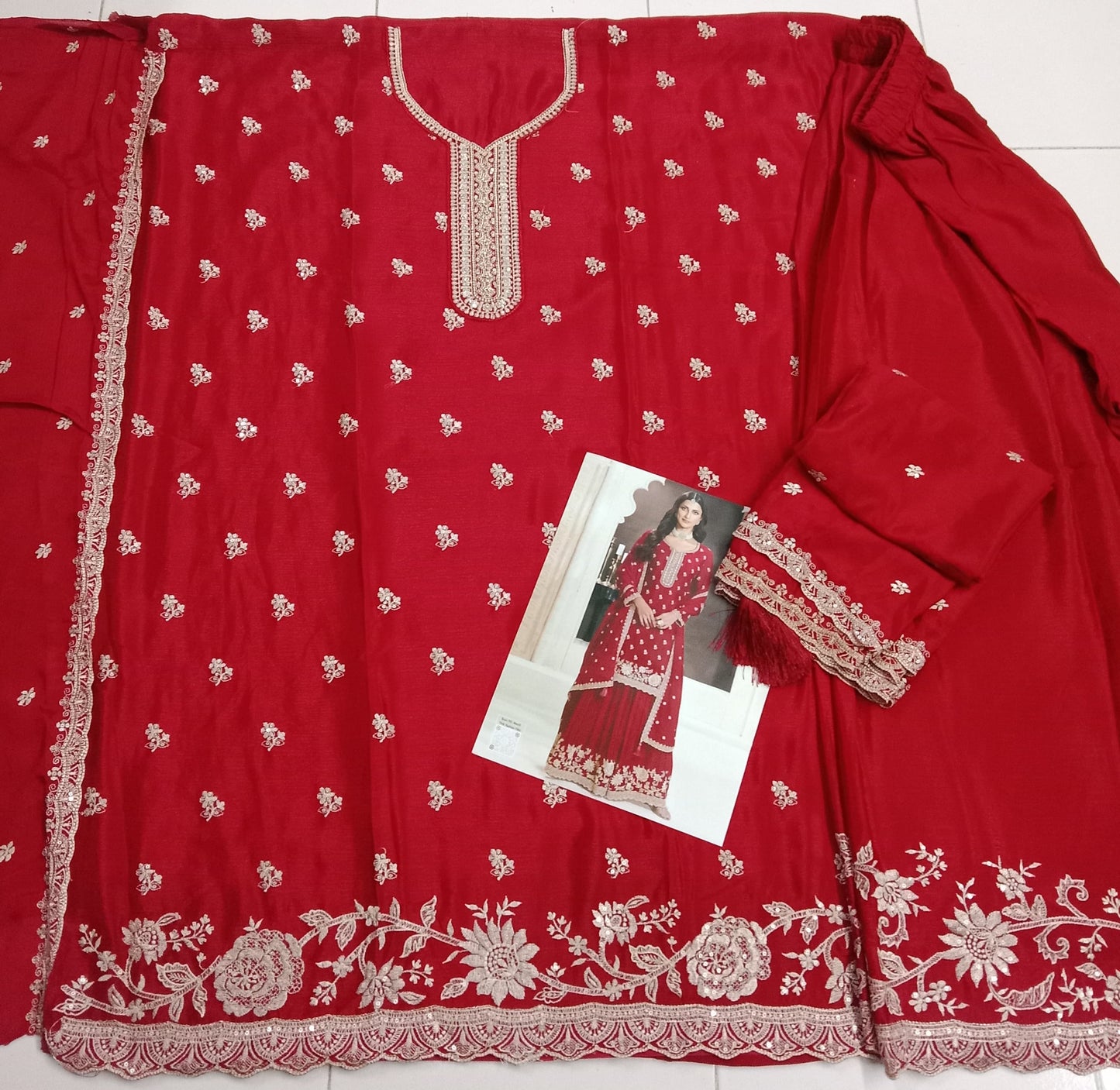 Heavy Partywear Dress in Chinon Fabric