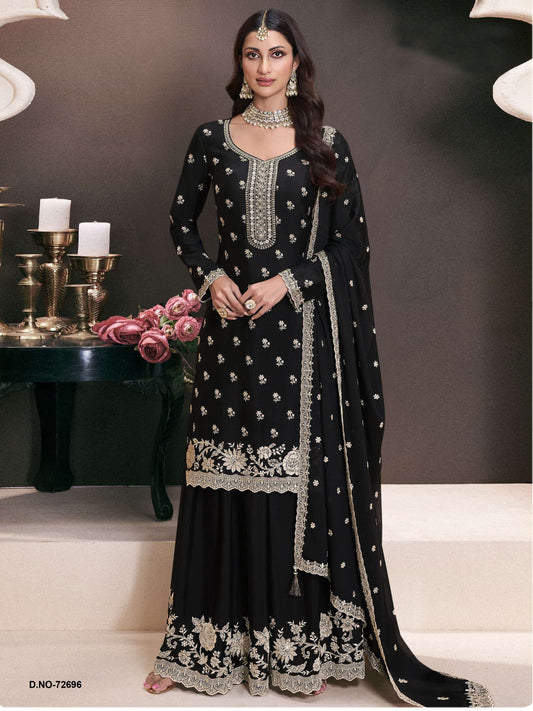 Heavy Partywear Dress in Chinon Fabric