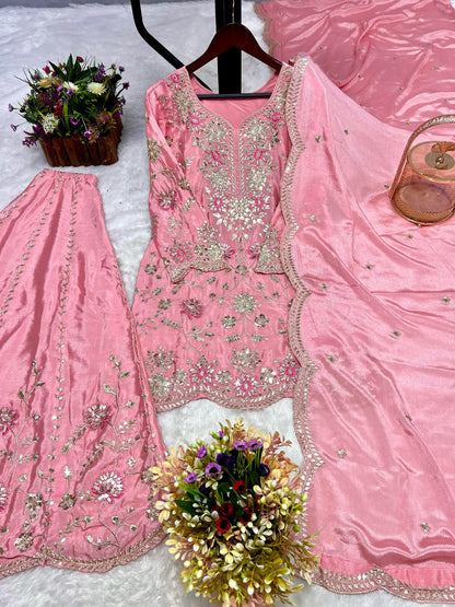 Pink Color Beautiful Plazo Suit For your festival and wedding wear