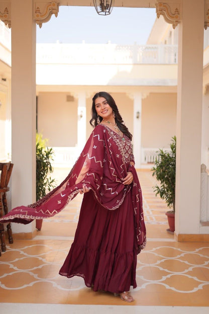 Maroon Color Beautiful Anarkali Dress in Georgette Fabric