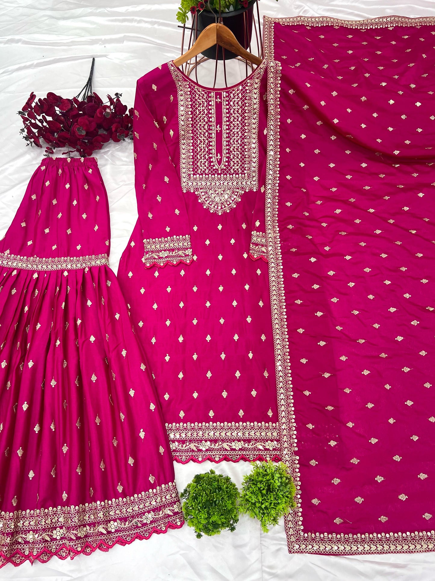 Pink Color Beautiful Partywear Sharara Suit