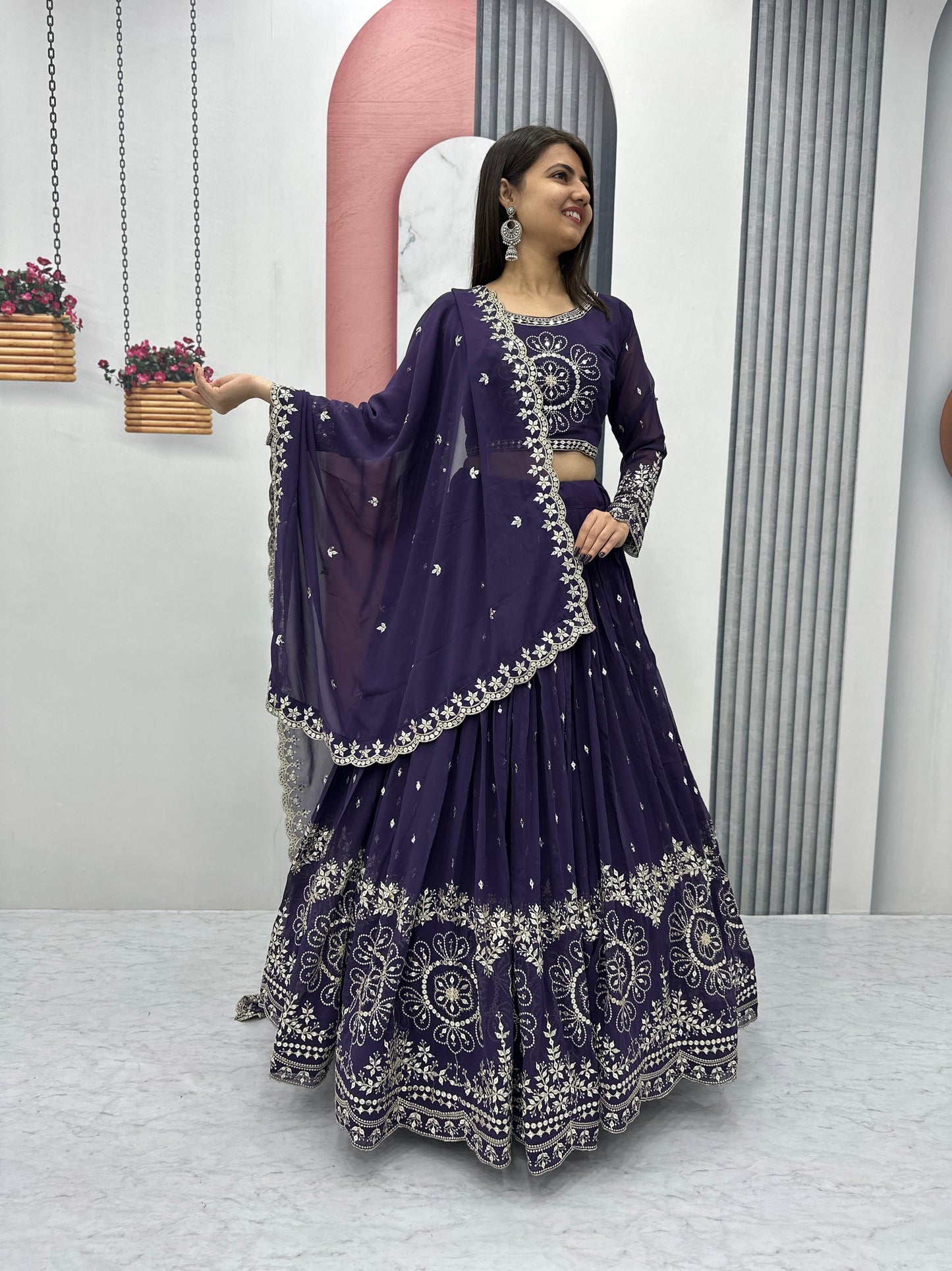 Blue Color Beautiful Lehenga Choli For Upcoming Wedding Function