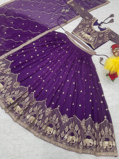 Purple Color Beautiful Lehenga Choli For upcoming function