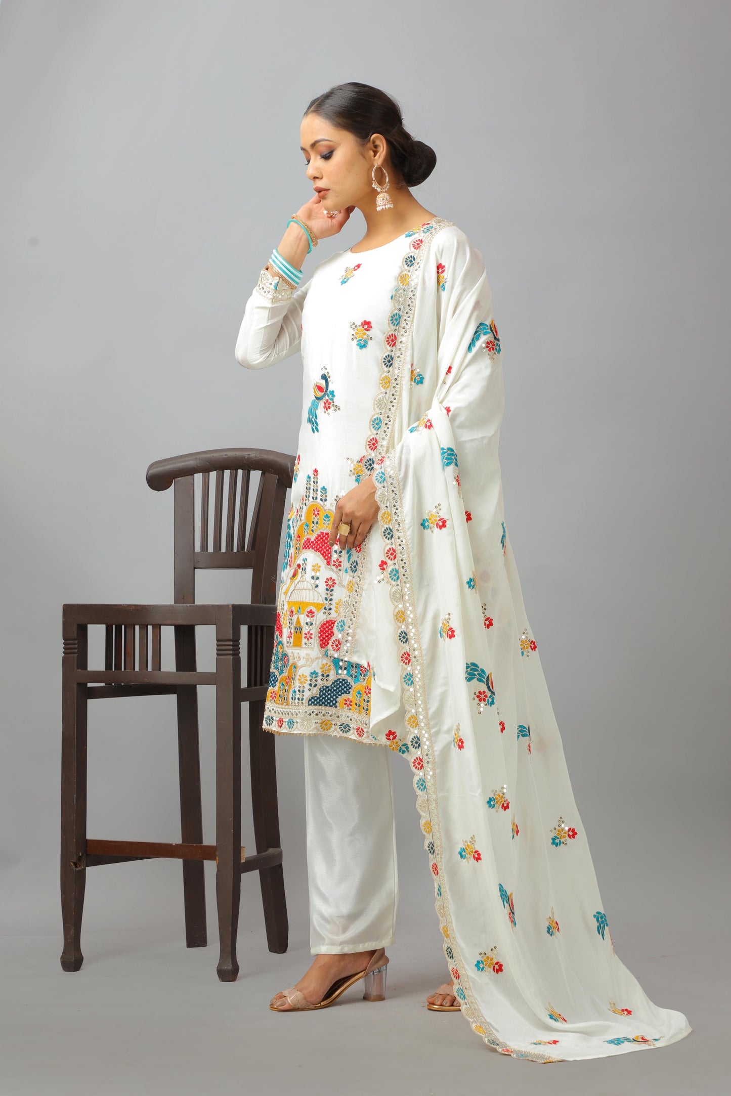 White Color Beautiful festival Wear Straight suit