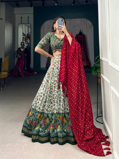 Contemporary Yet Classic Be The Center Of Attention With This Tussar Silk Lehenga