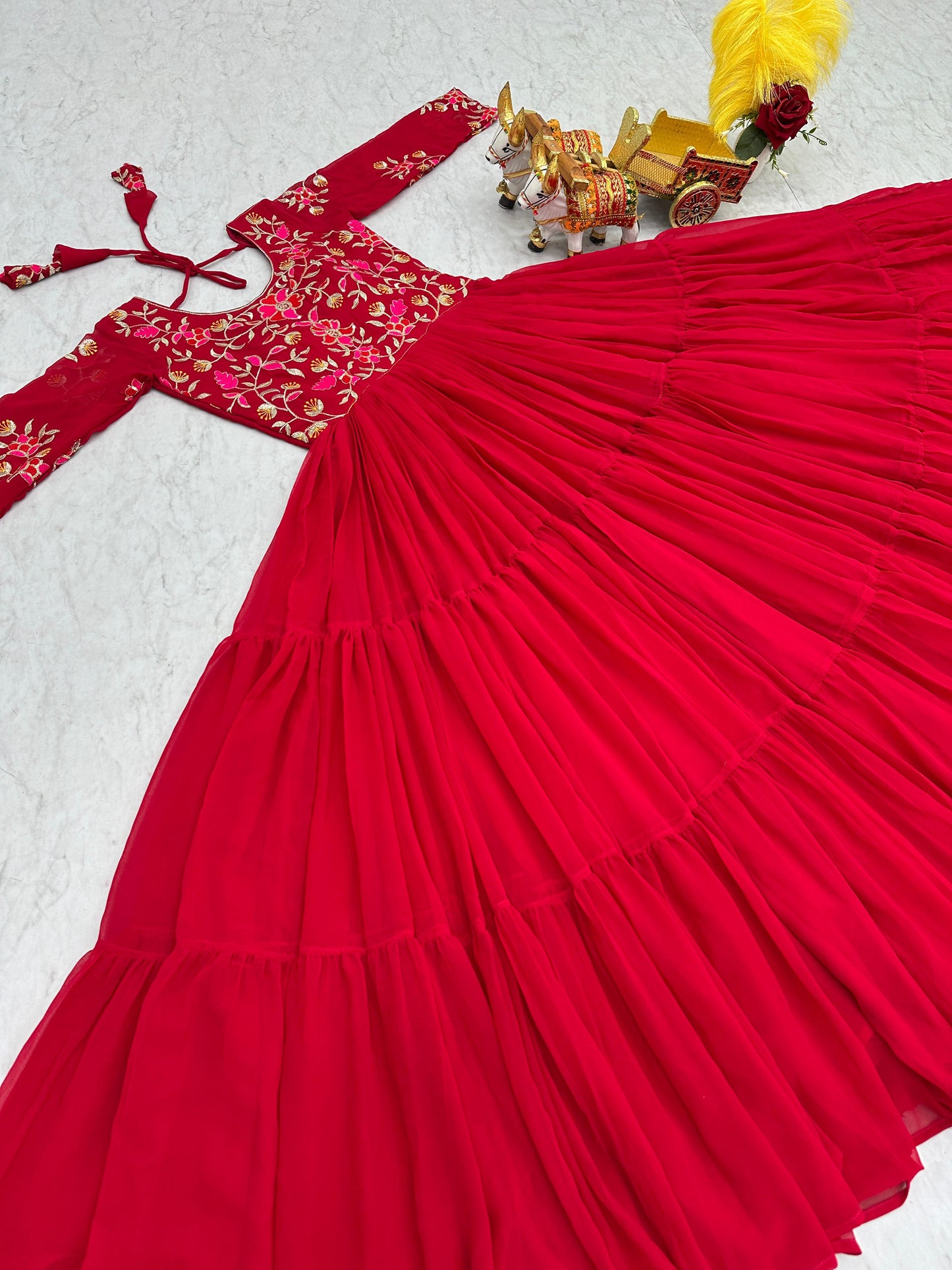 Red Color Beautiful Gown Buy Now In georgette Fabric