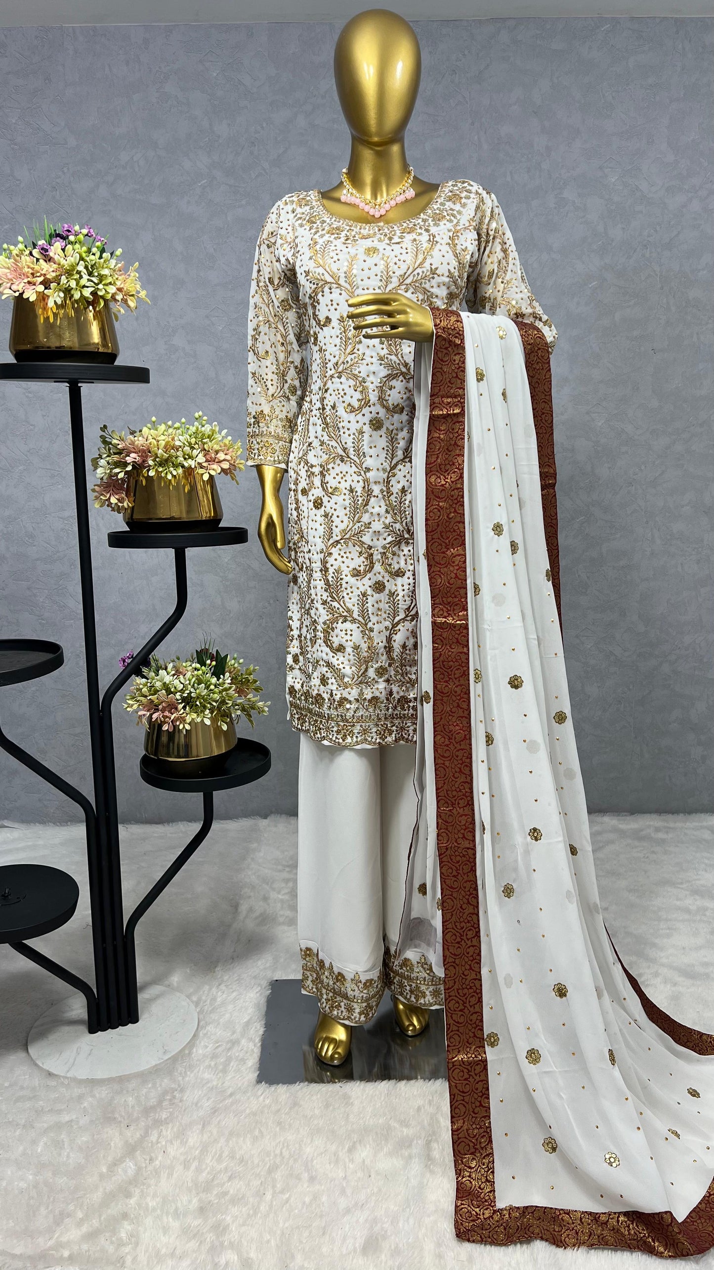 White Color Beautiful Partywear Suit In Georgette Fabric