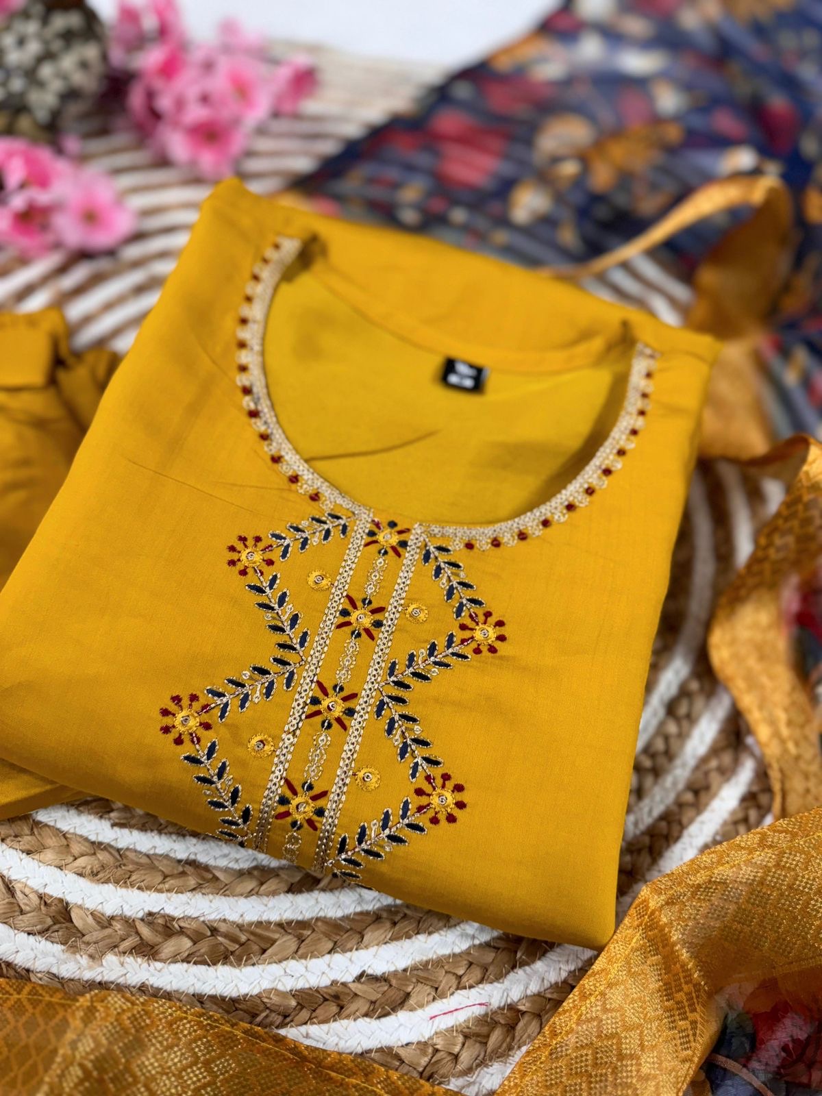 Yellow Color Beautiful Daily Wear Kurti Pent Set with Dupatta