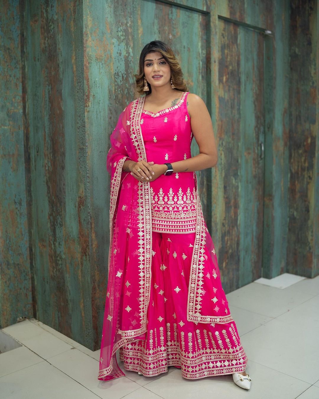 Pink Color Beautiful Plazo Sharara Suit In georgette Fabric