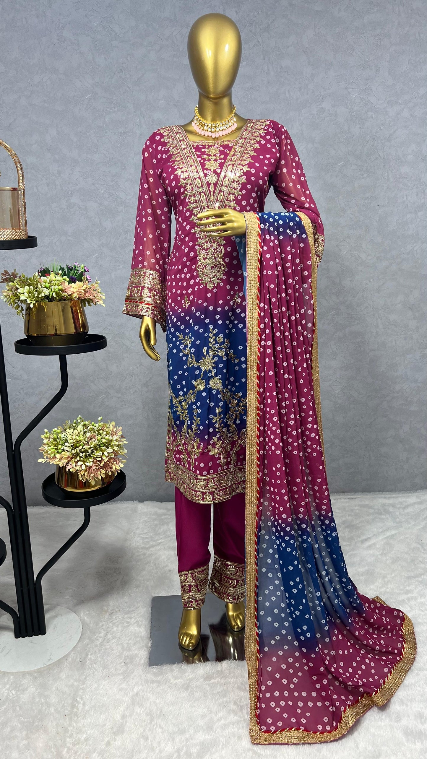 Beautiful Purple Blue Color Georgette Fancy Suit