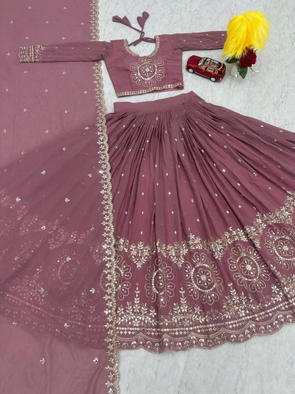 Light Peach Color Beautiful Lehenga Choli In Georgette Fabric