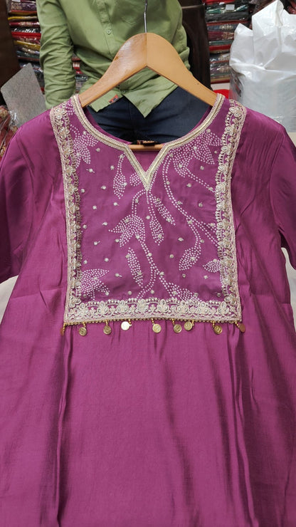 Purple Color Beautiful Daily Wear Kurti Pent Set